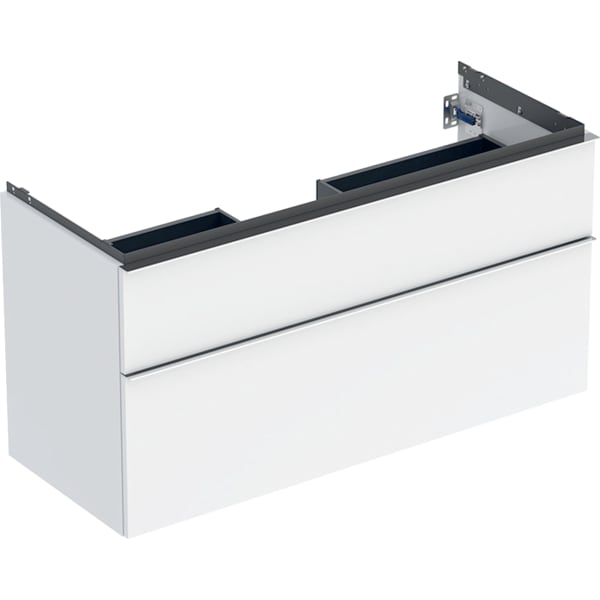 GEBERIT iCon Unterschrank für Waschtisch, mit zwei Schubladen #502.306.01.2 - Korpus und Front: weiß / lackiert hochglänzend Griff: hoch-glanzverchromt