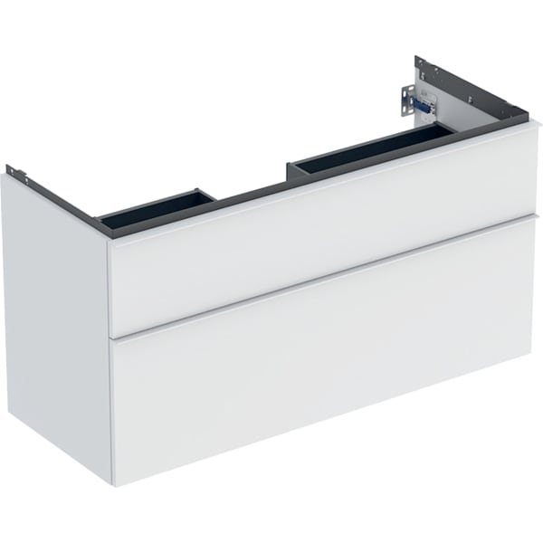 GEBERIT iCon Unterschrank für Waschtisch, mit zwei Schubladen #502.306.01.3 - Korpus und Front: weiß / lackiert matt Griff: weiß / pulverbeschichtet matt