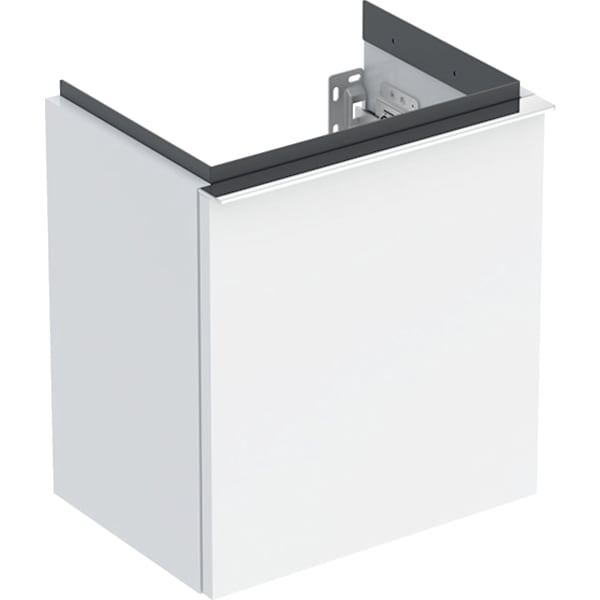 GEBERIT iCon Unterschrank für Handwaschbecken, mit einer Tür #502.301.01.2 - Korpus und Front: weiß / lackiert hochglänzend Griff: hoch-glanzverchromt