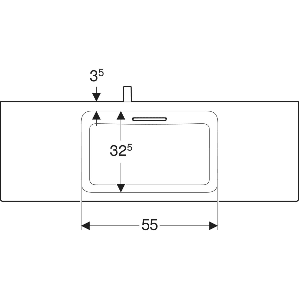 GEBERIT ONE Waschtisch schwebendes Design, Abgang horizontal, verkürzte Ausladung Waschtisch: weiß / KeraTect Blende: weiß glänzend 500.392.01.3