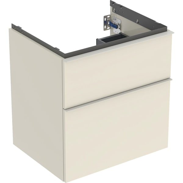 GEBERIT iCon Unterschrank für Waschtisch, mit zwei Schubladen #502.303.JL.1 - Korpus und Front: sand-grau / lackiert hochglänzend Griff: sand-grau / pulverbeschichtet matt