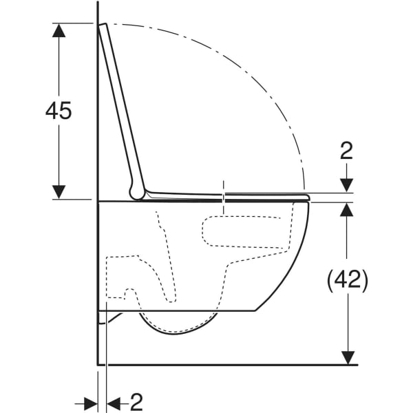 GEBERIT Acanto Set Wand-WC Tiefspüler, geschlossenes Keramikdesign, TurboFlush, mit WC-Sitz #502.774.00.1 - weiß