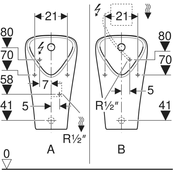 GEBERIT Narva Urinal Zulauf von hinten, Abgang nach hinten oder unten #501.655.00.1 - weiß