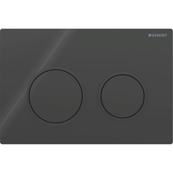 GEBERIT Omega20 Betätigungsplatte für 2-Mengen-Spülung, Round #115.085.DW.1 - Platte und Tasten: schwarz Designringe: schwarz matt