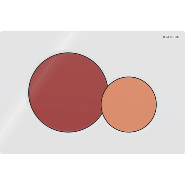 GEBERIT Sigma01 Betätigungsplatte für 2-Mengen-Spülung, Round, für Bambini WC #115.770.FY.5 - Platte: weiß Taste Vollmenge: karminrot Taste Teilmenge: orange