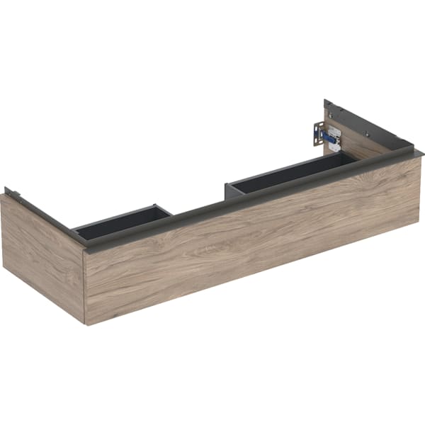 GEBERIT iCon Unterschrank für Waschtisch, mit einer Schublade #502.313.JR.1 - Korpus und Front: Nussbaum hickory / Melamin Holzstruktur Griff: lava / pulverbeschichtet matt