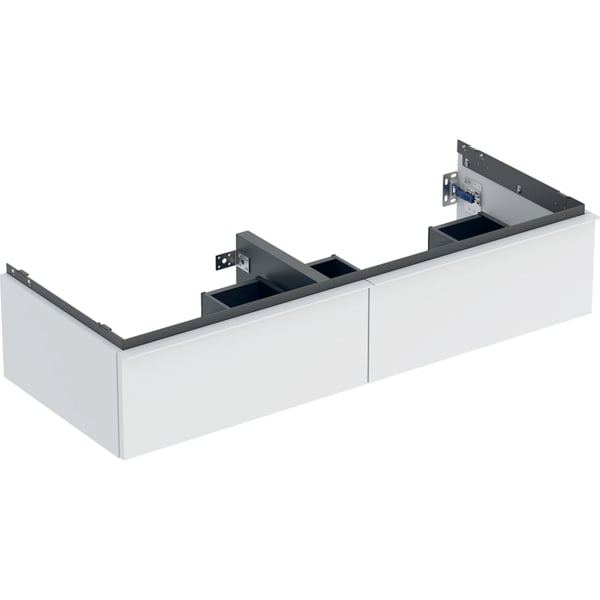 GEBERIT iCon Unterschrank für Doppelwaschtisch, mit zwei Schubladen #502.314.01.3 - Korpus und Front: weiß / lackiert matt Griff: weiß / pulverbeschichtet matt