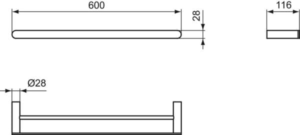 Bild von IDEAL STANDARD Conca 60cm double towel rail, round, magnetic grey Magnetic Grey T4501A5
