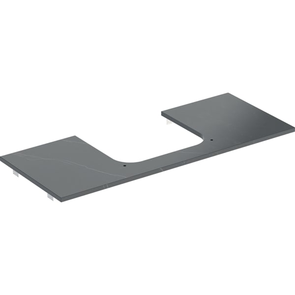 GEBERIT ONE Waschtischplatte mit Ausschnitt, Steinzeug, für Aufsatzwaschtisch rechteckig #505.115.00.2 - schwarz Marmoroptik / matt