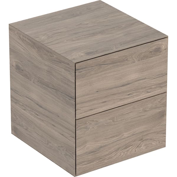 GEBERIT ONE Seitenschrank mit zwei Schubladen #505.077.00.6 - Nussbaum hickory / Melamin Holzstruktur