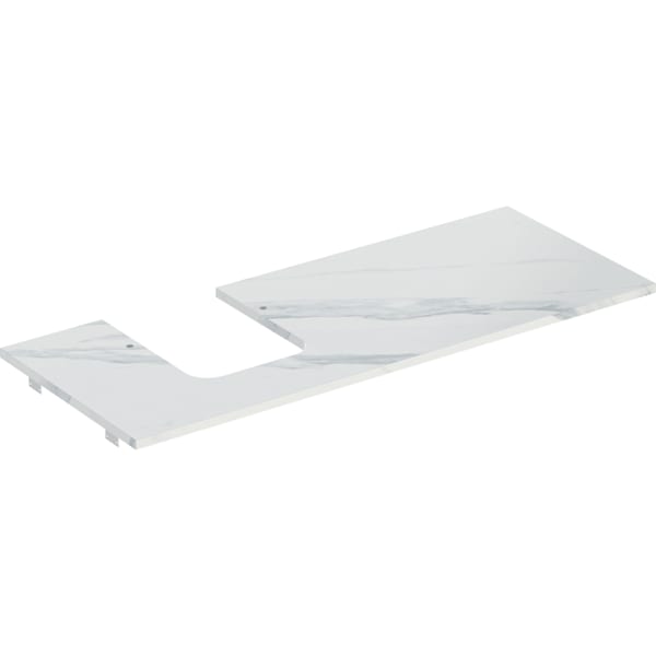 GEBERIT ONE Waschtischplatte mit Ausschnitt, Steinzeug, für Aufsatzwaschtisch Schalenform #505.125.00.1 - weiß Marmoroptik / matt