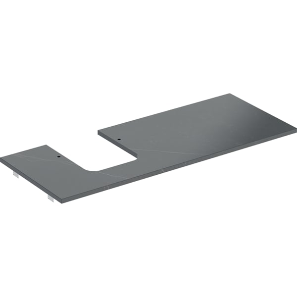 GEBERIT ONE Waschtischplatte mit Ausschnitt, Steinzeug, für Aufsatzwaschtisch Schalenform #505.125.00.2 - schwarz Marmoroptik / matt