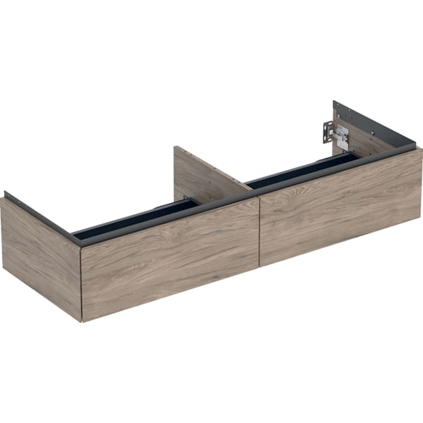 GEBERIT ONE Unterschrank für Aufsatzwaschtisch, mit zwei Schubladen #505.076.00.6 - Nussbaum hickory / Melamin Holzstruktur