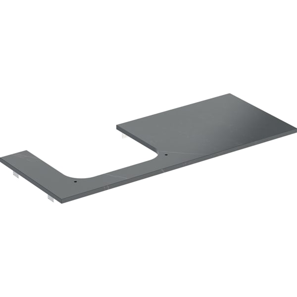 GEBERIT ONE Waschtischplatte mit Ausschnitt, Steinzeug, für Aufsatzwaschtisch rechteckig #505.135.00.2 - schwarz Marmoroptik / matt