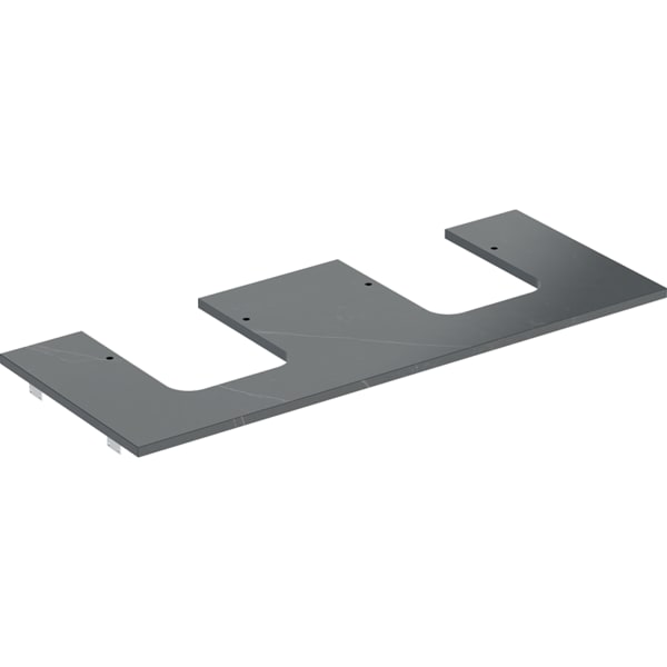 GEBERIT ONE Waschtischplatte mit Ausschnitt, Steinzeug, für Aufsatzwaschtisch Schalenform #505.175.00.2 - schwarz Marmoroptik / matt
