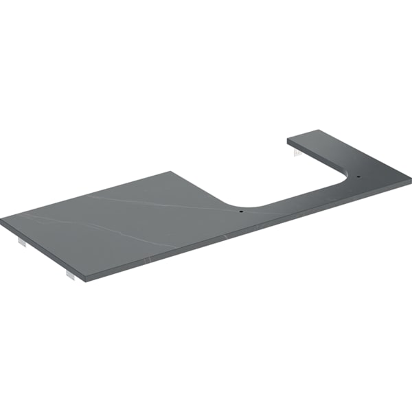GEBERIT ONE Waschtischplatte mit Ausschnitt, Steinzeug, für Aufsatzwaschtisch rechteckig #505.155.00.2 - schwarz Marmoroptik / matt