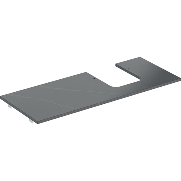 GEBERIT ONE Waschtischplatte mit Ausschnitt, Steinzeug, für Aufsatzwaschtisch Schalenform #505.145.00.2 - schwarz Marmoroptik / matt