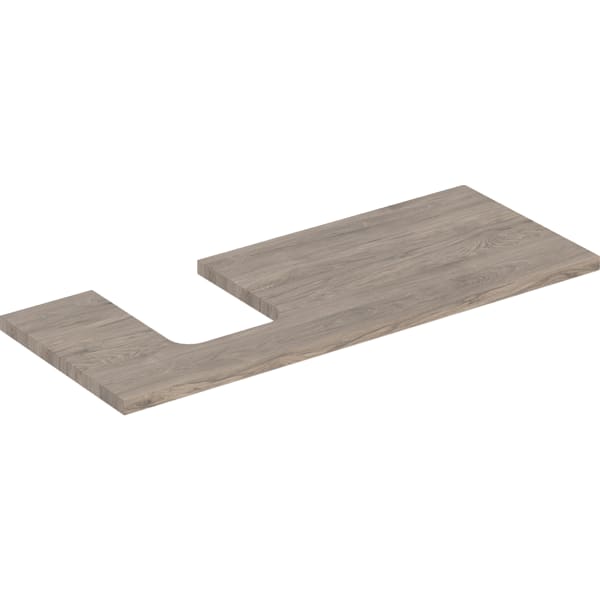 GEBERIT ONE Waschtischplatte mit Ausschnitt, für Aufsatzwaschtisch Schalenform #505.295.00.6 - Nussbaum hickory / Melamin Holzstruktur