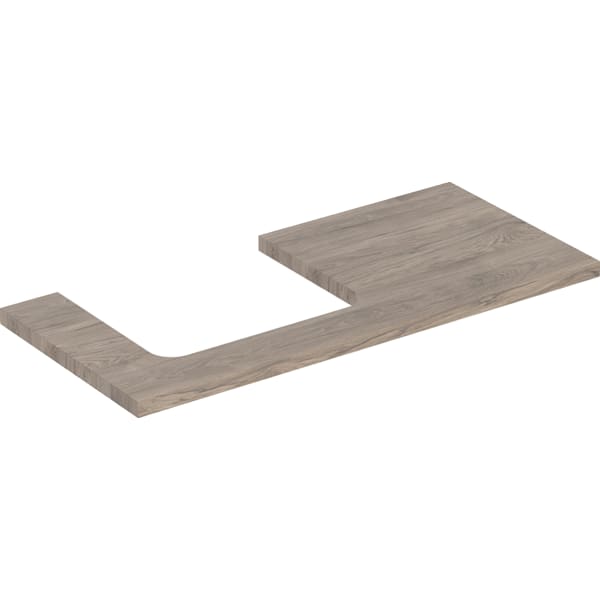 GEBERIT ONE Waschtischplatte mit Ausschnitt, für Aufsatzwaschtisch rechteckig #505.304.00.6 - Nussbaum hickory / Melamin Holzstruktur