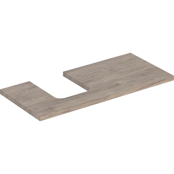 GEBERIT ONE Waschtischplatte mit Ausschnitt, für Aufsatzwaschtisch Schalenform #505.294.00.6 - Nussbaum hickory / Melamin Holzstruktur