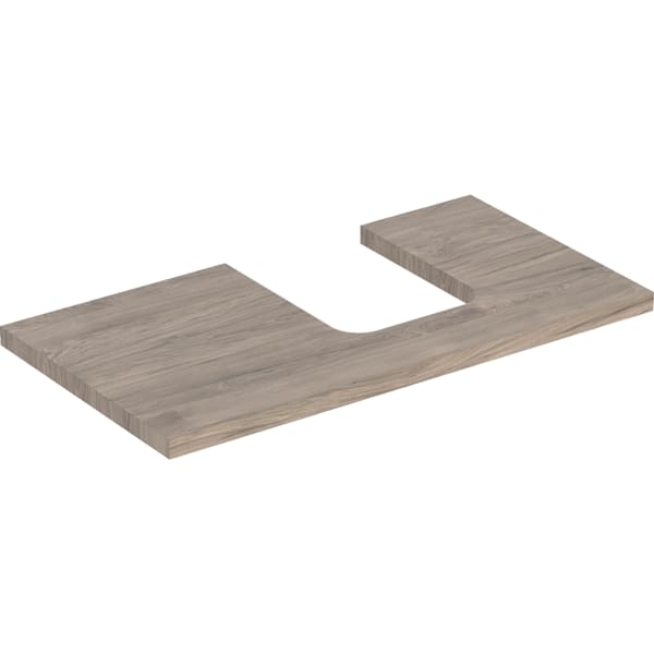 GEBERIT ONE Waschtischplatte mit Ausschnitt, für Aufsatzwaschtisch Schalenform #505.313.00.6 - Nussbaum hickory / Melamin Holzstruktur