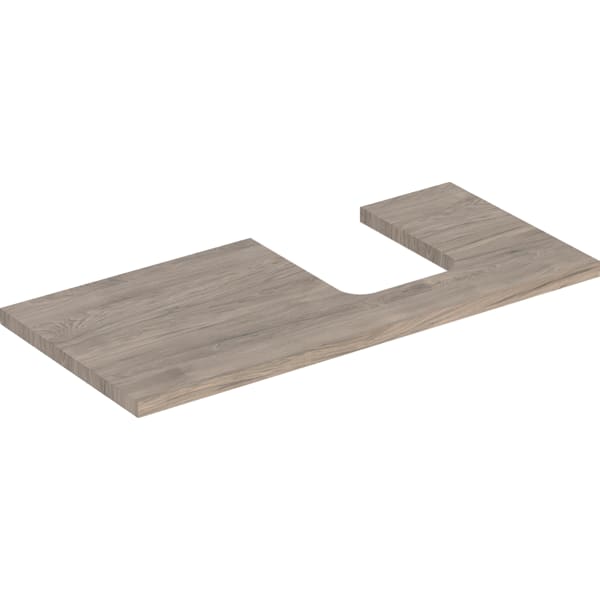 GEBERIT ONE Waschtischplatte mit Ausschnitt, für Aufsatzwaschtisch Schalenform #505.314.00.6 - Nussbaum hickory / Melamin Holzstruktur