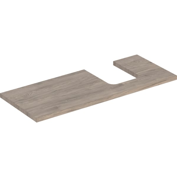 GEBERIT ONE Waschtischplatte mit Ausschnitt, für Aufsatzwaschtisch Schalenform #505.315.00.6 - Nussbaum hickory / Melamin Holzstruktur