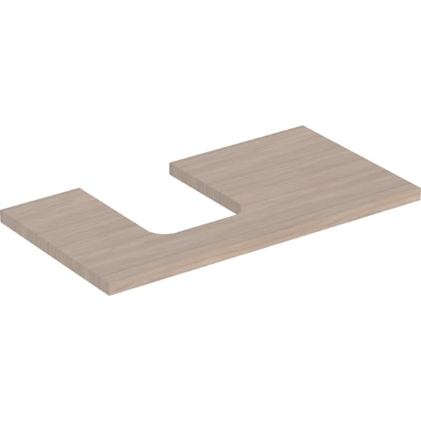 GEBERIT ONE Waschtischplatte mit Ausschnitt, für Aufsatzwaschtisch Schalenform #505.293.00.5 - Eiche / Melamin Holzstruktur