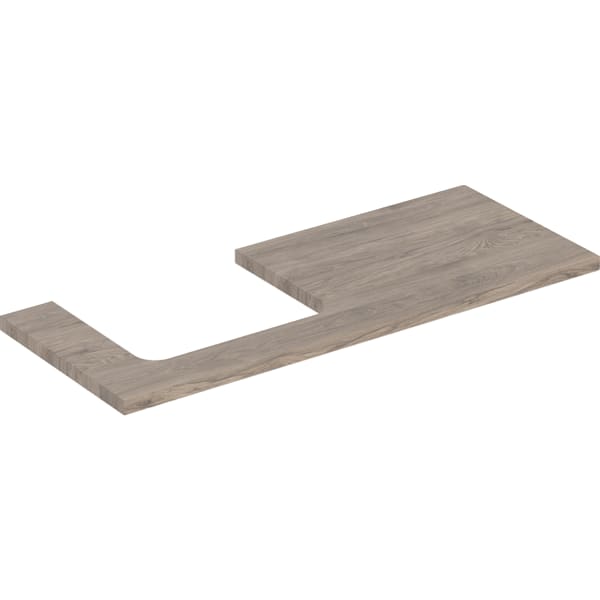 GEBERIT ONE Waschtischplatte mit Ausschnitt, für Aufsatzwaschtisch rechteckig #505.305.00.6 - Nussbaum hickory / Melamin Holzstruktur