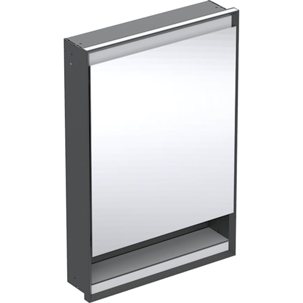 GEBERIT ONE Spiegelschrank mit Nische und ComfortLight, mit einer Tür, UP-Montage, Höhe 90 cm #505.820.00.7 - schwarz matt / Aluminium pulverbeschichtet