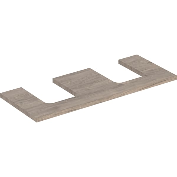 GEBERIT ONE Waschtischplatte mit Ausschnitt, für Aufsatzwaschtisch Schalenform #505.335.00.6 - Nussbaum hickory / Melamin Holzstruktur