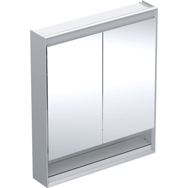 GEBERIT ONE Spiegelschrank mit Nische und ComfortLight, mit zwei Türen, AP-Montage, Höhe 90 cm #505.832.00.1 - Aluminium eloxiert
