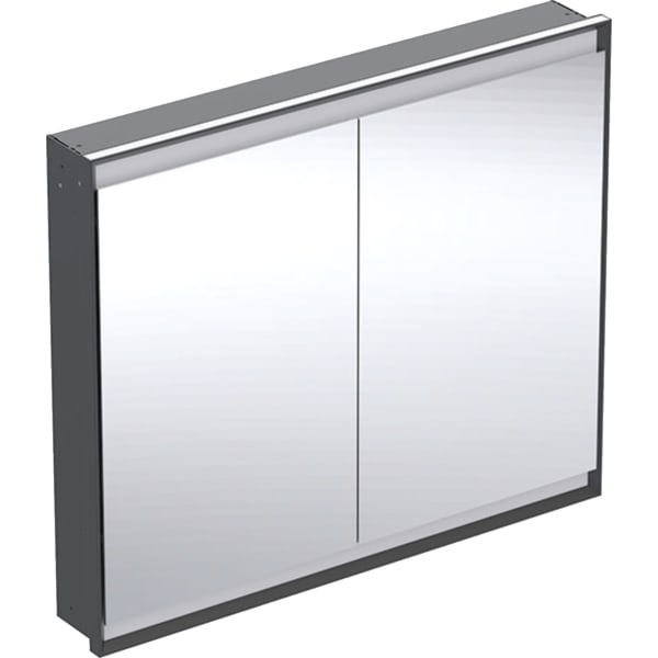 GEBERIT ONE Spiegelschrank mit ComfortLight und zwei Türen, UP-Montage, Höhe 90 cm #505.804.00.7 - schwarz matt / Aluminium pulverbeschichtet