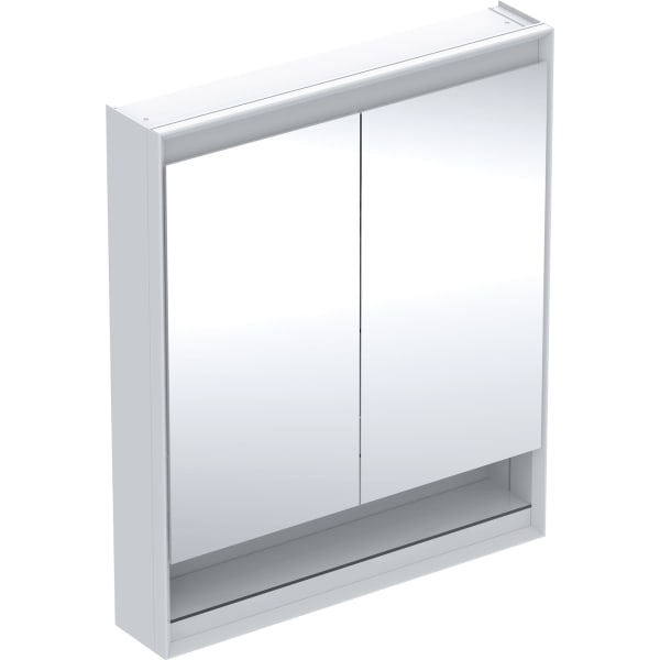 GEBERIT ONE Spiegelschrank mit Nische und ComfortLight, mit zwei Türen, AP-Montage, Höhe 90 cm #505.832.00.2 - weiß / Aluminium pulverbeschichtet