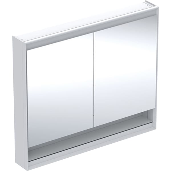GEBERIT ONE Spiegelschrank mit Nische und ComfortLight, mit zwei Türen, AP-Montage, Höhe 90 cm #505.834.00.2 - weiß / Aluminium pulverbeschichtet