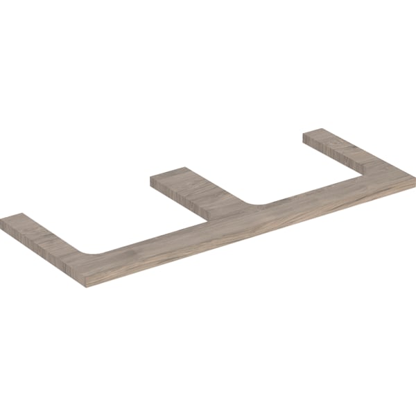 GEBERIT ONE Waschtischplatte mit Ausschnitt, für Aufsatzwaschtisch rechteckig #505.345.00.6 - Nussbaum hickory / Melamin Holzstruktur