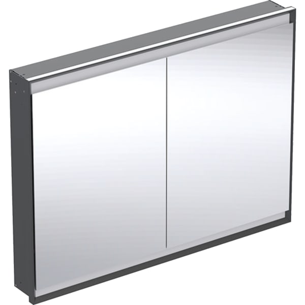 GEBERIT ONE Spiegelschrank mit ComfortLight und zwei Türen, UP-Montage, Höhe 90 cm #505.805.00.7 - schwarz matt / Aluminium pulverbeschichtet