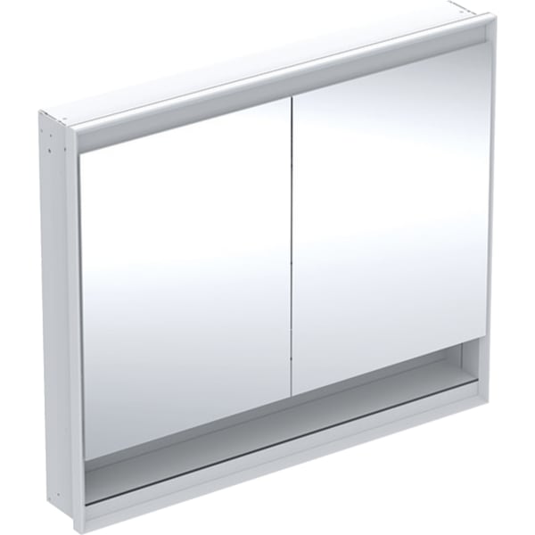 GEBERIT ONE Spiegelschrank mit Nische und ComfortLight, mit zwei Türen, UP-Montage, Höhe 90 cm #505.824.00.2 - weiß / Aluminium pulverbeschichtet