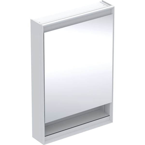 GEBERIT ONE Spiegelschrank mit Nische und ComfortLight, mit einer Tür, AP-Montage, Höhe 90 cm #505.831.00.2 - weiß / Aluminium pulverbeschichtet