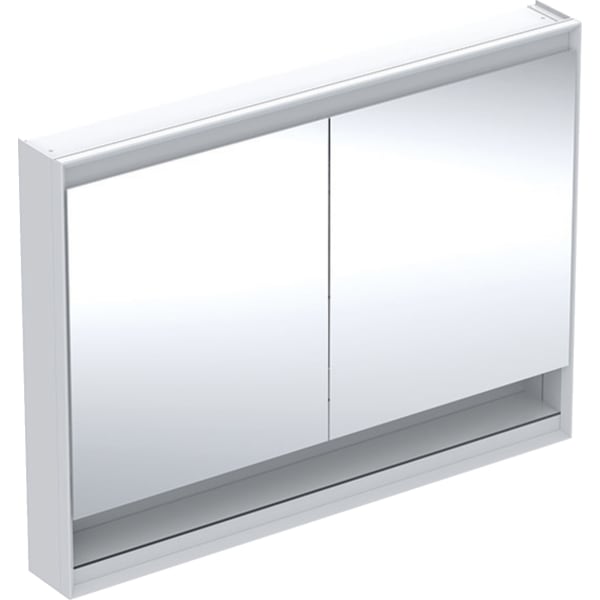 GEBERIT ONE Spiegelschrank mit Nische und ComfortLight, mit zwei Türen, AP-Montage, Höhe 90 cm #505.835.00.2 - weiß / Aluminium pulverbeschichtet