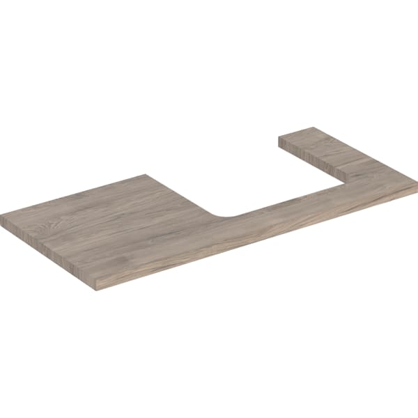 GEBERIT ONE Waschtischplatte mit Ausschnitt, für Aufsatzwaschtisch rechteckig #505.324.00.6 - Nussbaum hickory / Melamin Holzstruktur