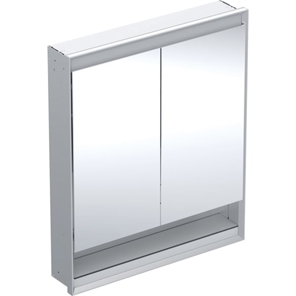 GEBERIT ONE Spiegelschrank mit Nische und ComfortLight, mit zwei Türen, UP-Montage, Höhe 90 cm #505.822.00.1 - Aluminium eloxiert