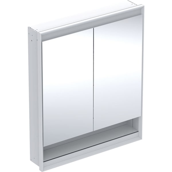 GEBERIT ONE Spiegelschrank mit Nische und ComfortLight, mit zwei Türen, UP-Montage, Höhe 90 cm #505.822.00.2 - weiß / Aluminium pulverbeschichtet