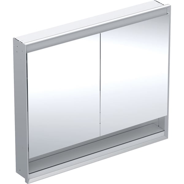 GEBERIT ONE Spiegelschrank mit Nische und ComfortLight, mit zwei Türen, UP-Montage, Höhe 90 cm #505.824.00.1 - Aluminium eloxiert