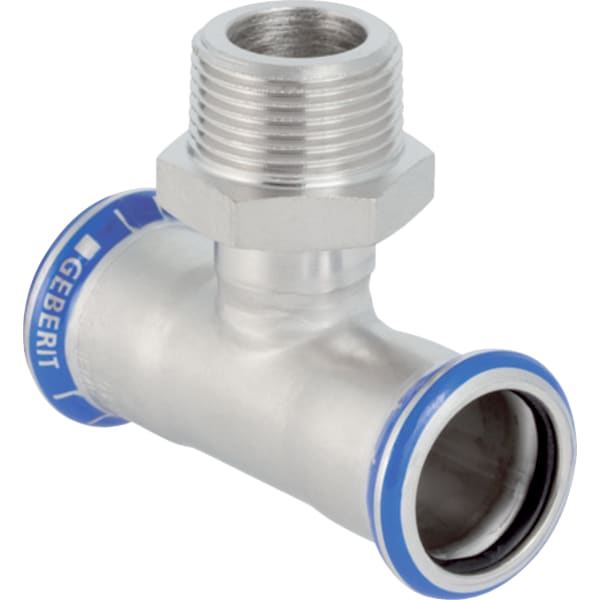 GEBERIT Mapress Edelstahl T-Stück mit Außengewinde (LABS-frei) #81454