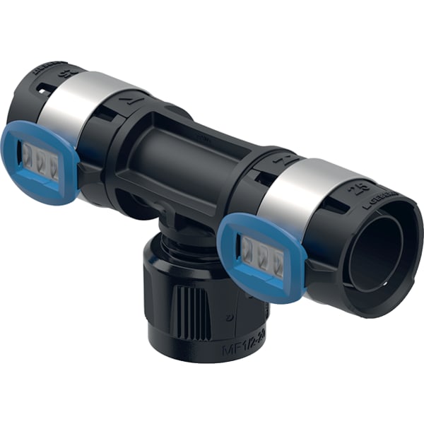 GEBERIT FlowFit Übergangs-T-Stück mit MasterFix, Durchgang #620.382.00.1