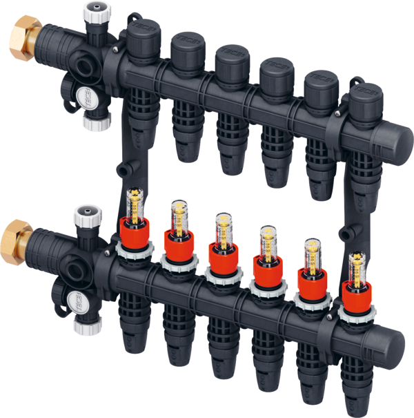 TECE TECEfloor Komfort Heizkreisverteiler mit Durchflussanzeige, Typ TECElogo-Push, 2 Heizkreise #77311302