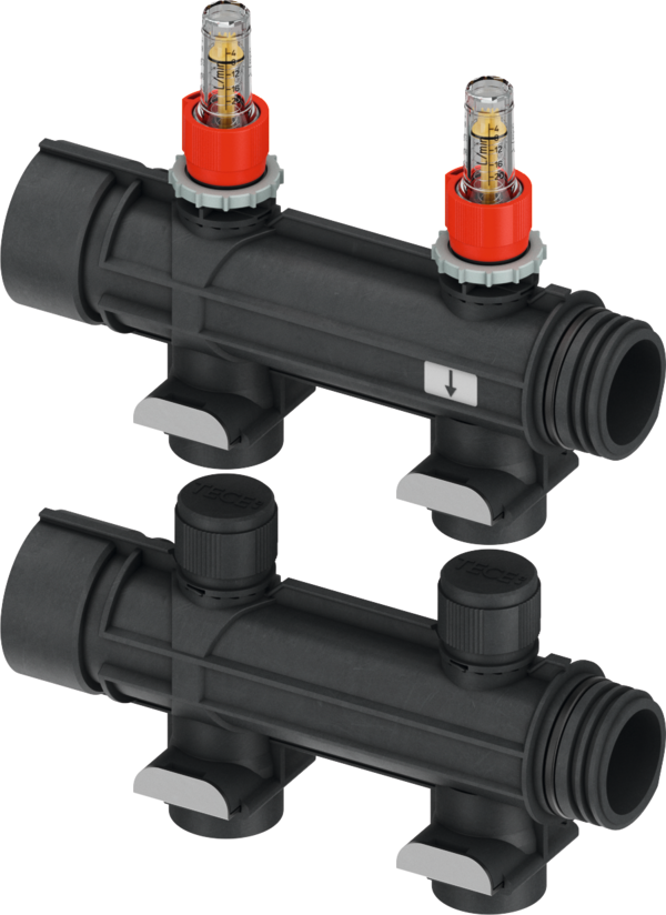 TECE TECEfloor Industrie-Heizkreisverteiler VL/RL-Set, 2 Heizkreise, mit Universalanschluss #77390116