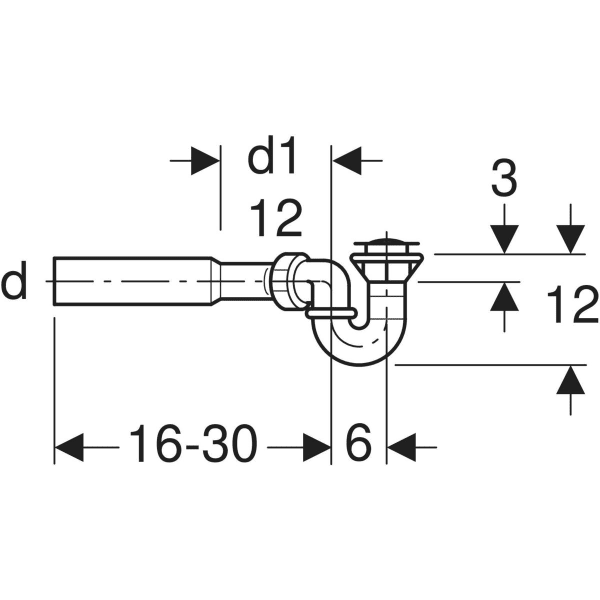GEBERIT Duschwannenablauf d52, Anschlussbogen #150.058.00.1