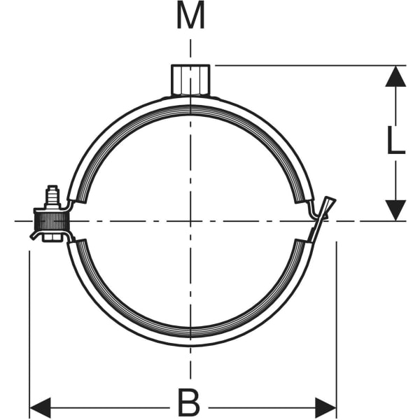GEBERIT Rohrschelle gedämmt, mit Gewindemuffe M8 / M10 #393.299.26.1 - galvanisch verzinkt